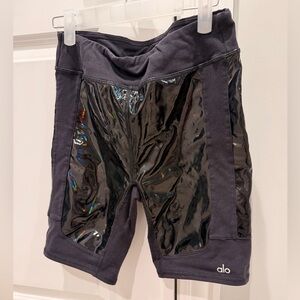 ALO Yoga Black patent Bike Shorts